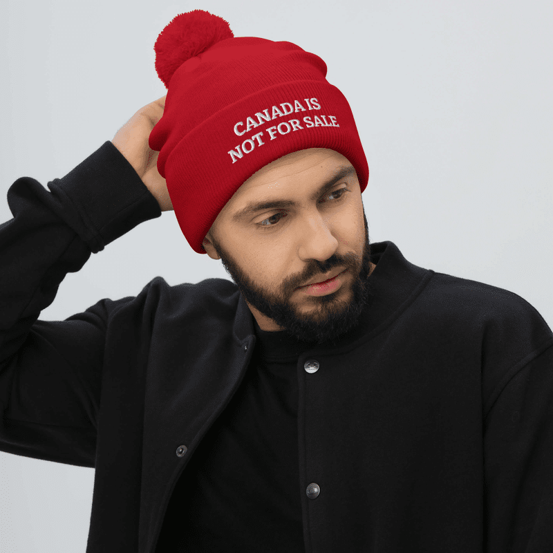 Canada Is Not For Sale Pom-Pom Knit Cap (Red)