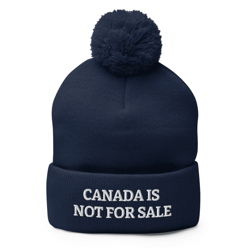 Canada Is Not For Sale Pom-Pom Knit Cap (Blue)