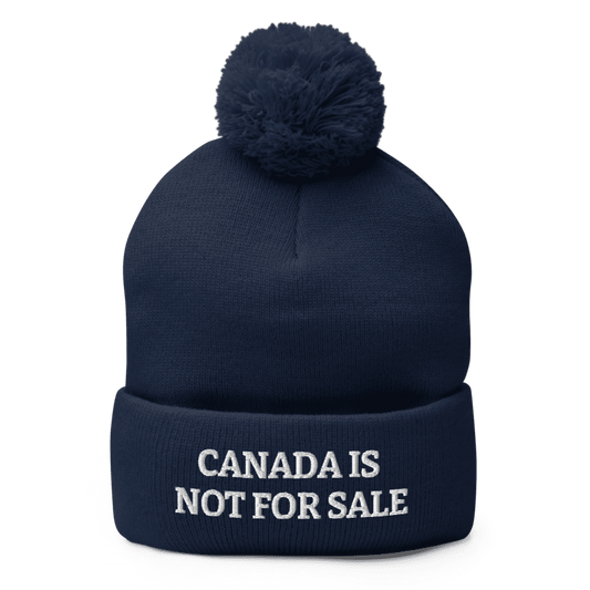 Canada Is Not For Sale Pom-Pom Knit Cap (Blue)