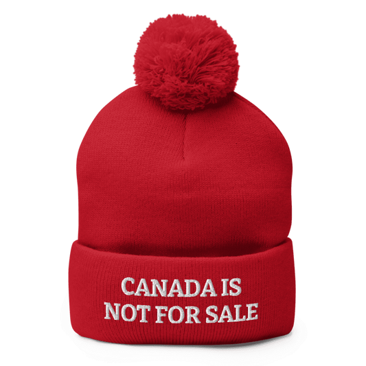 Canada Is Not For Sale Pom-Pom Knit Cap (Red)